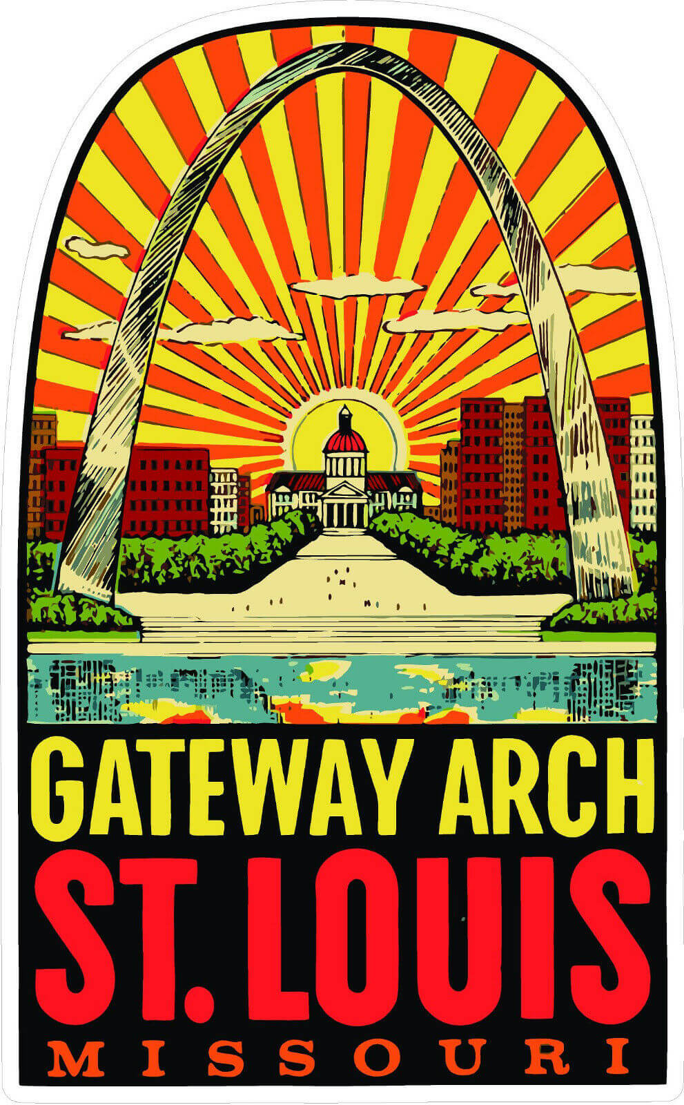 (image for) Gateway Arch St. Louis Vintage Vacation Stickers